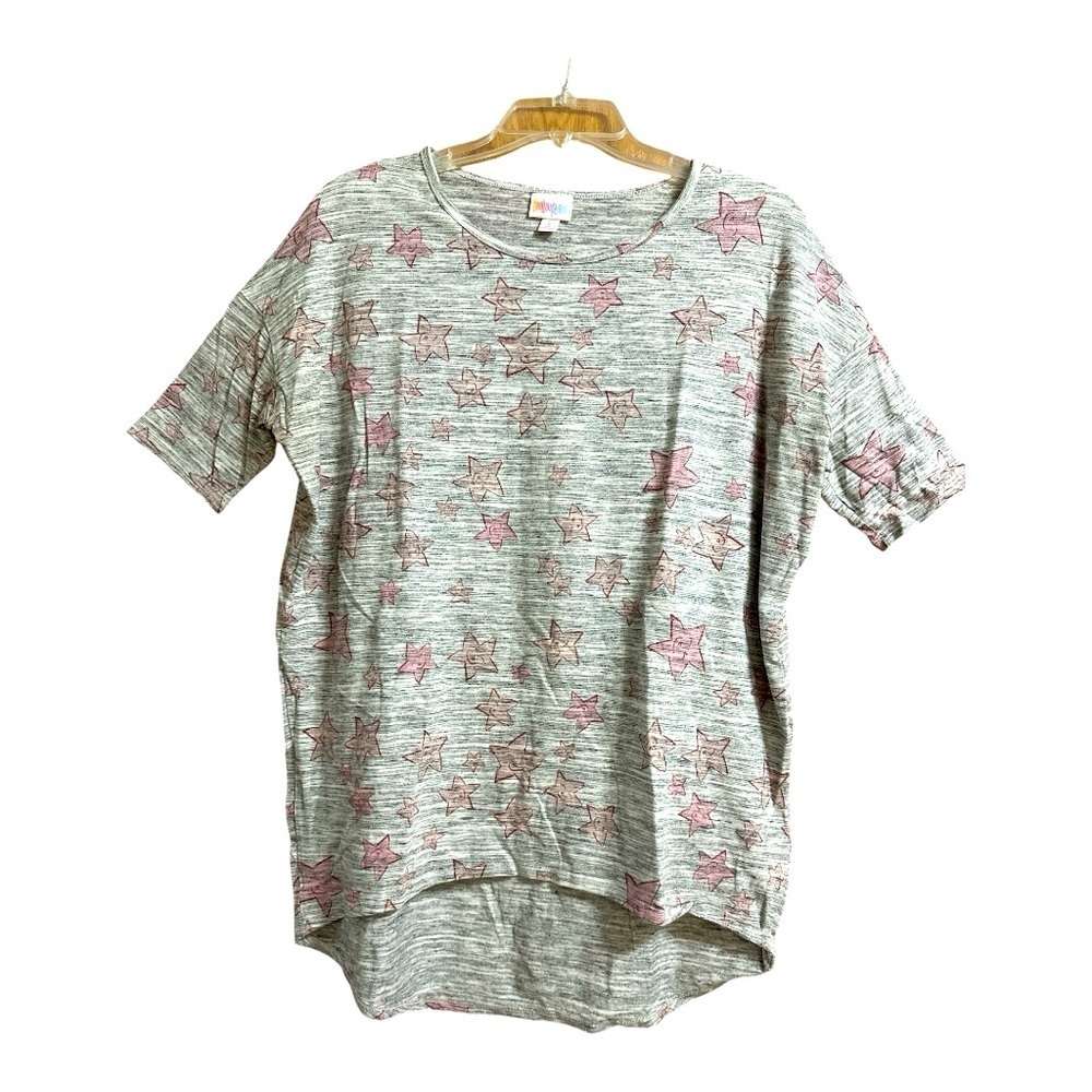 LuLaRoe “Irma” Gray Star Print T-Shirt, Small